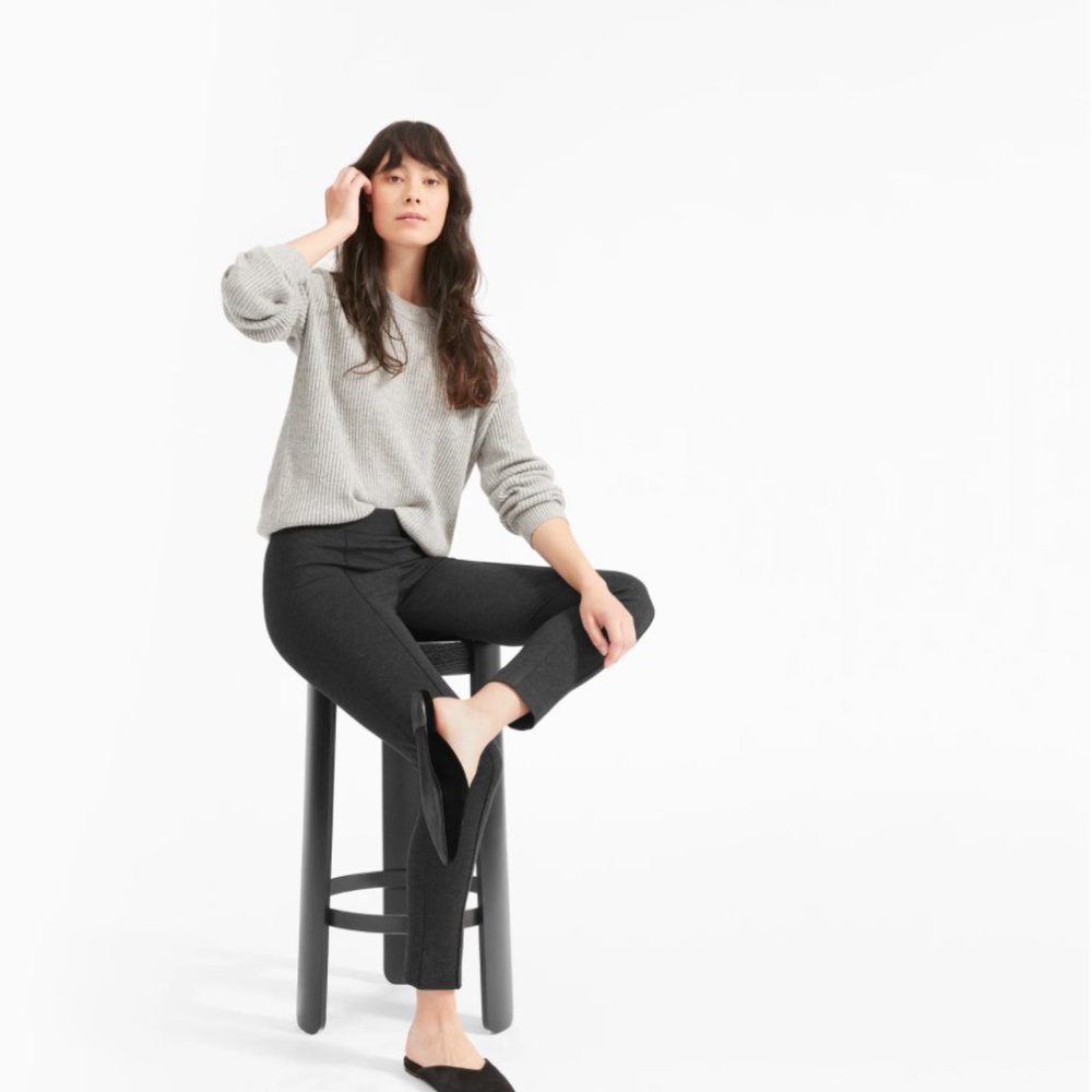 Stretch ponte crop pant in charcoal | 2 cropped